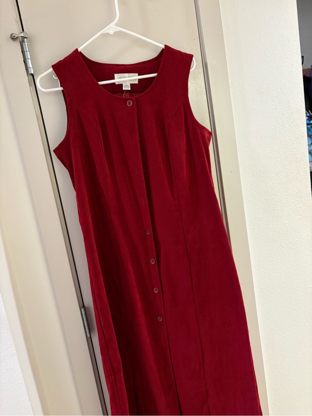 Sleeveless Button-Front Wine Midi Dress